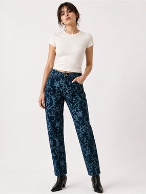 Vintage Xena Floral Patterned High Waisted Jeans